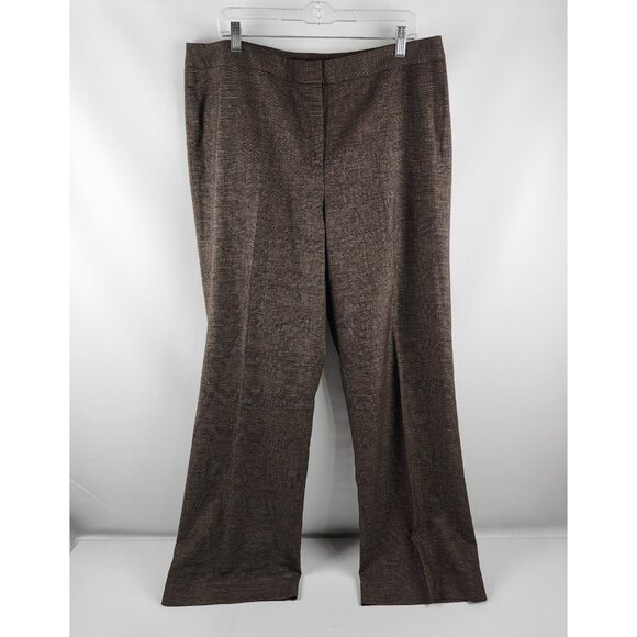 Lafayette 148 New York Pants Women 16 Brown Virgin Wool Stretch Wide Leg Trouser - Picture 1 of 9